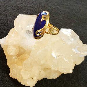18k Gold 14gm Large VTG Lapis Lazuli signe…